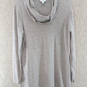 J Jill Cowl Neck Sweater, Tan, Cotton Silk Blend, Size Small